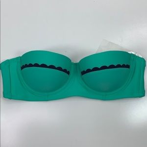 Aerie Bandeau Bikini Top Green Scallops 34A